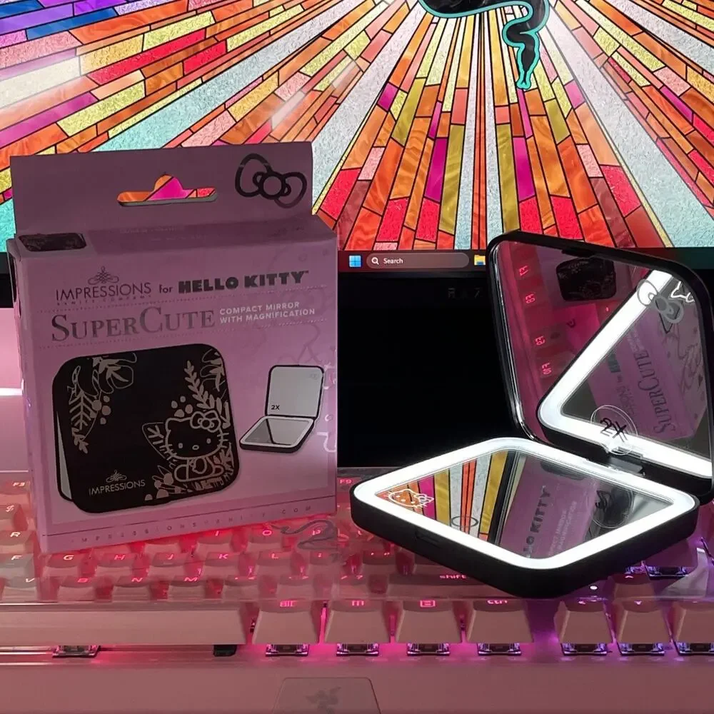 Impressions Vanity Hello Kitty Compact Mirror Black Touch Sensor Dimmer Sanrio